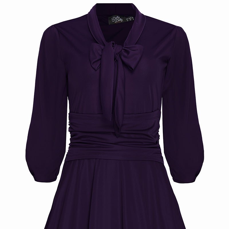 Sandra Vintage  Stretchy Purple Bow Tie Dress