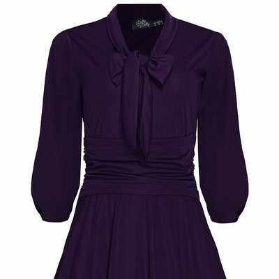 Sandra Vintage  Stretchy Purple Bow Tie Dress