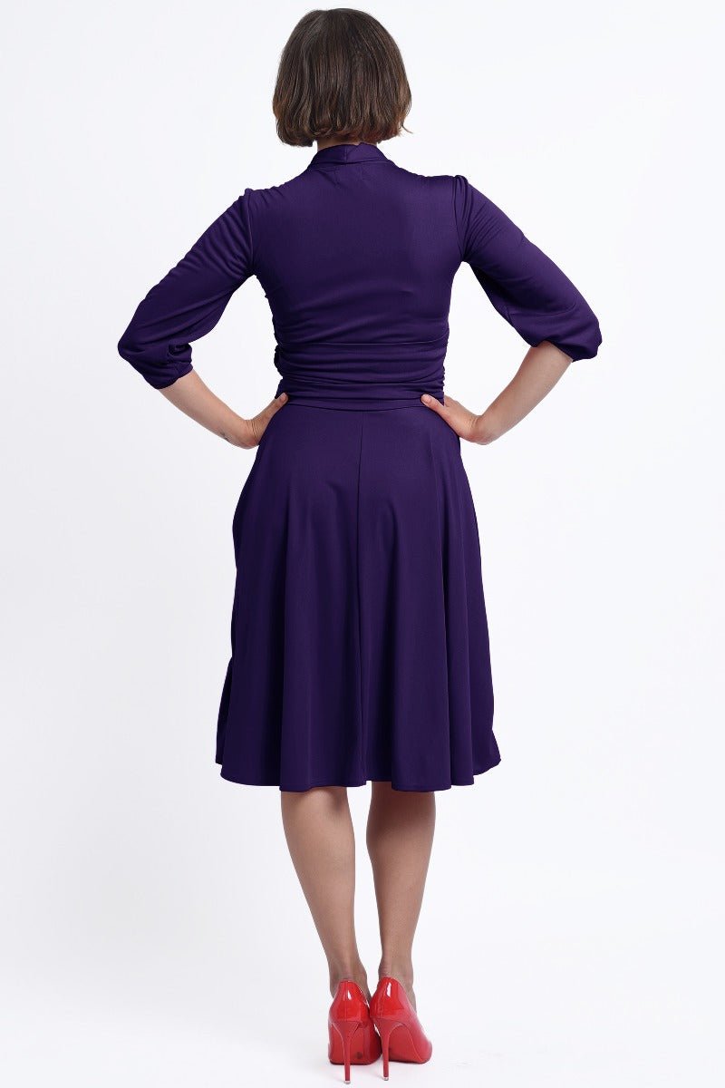 Sandra Vintage  Stretchy Purple Bow Tie Dress
