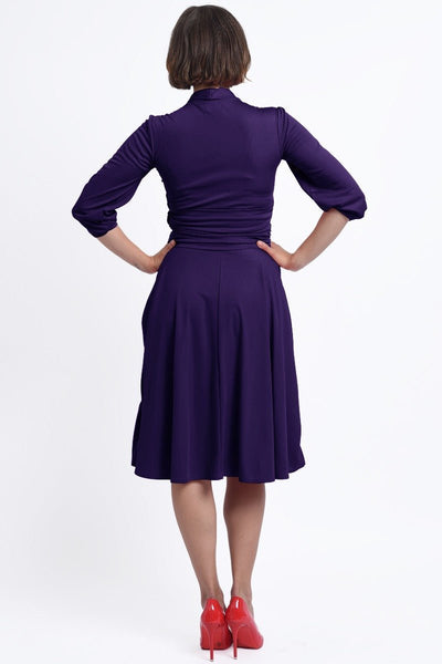Sandra Vintage  Stretchy Purple Bow Tie Dress