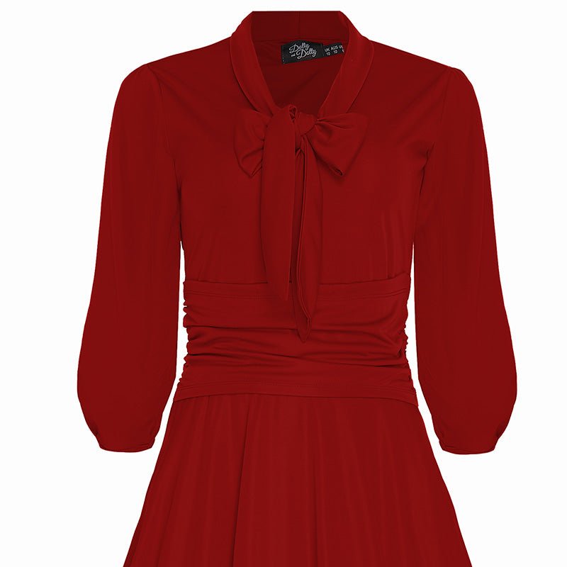 Sandra Vintage  Stretchy Red Bow Tie Dress