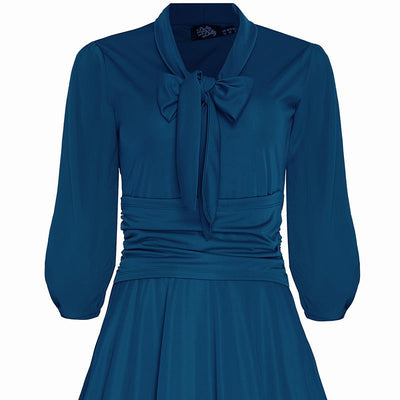 Sandra Vintage  Stretchy Blue Bow Tie Dress
