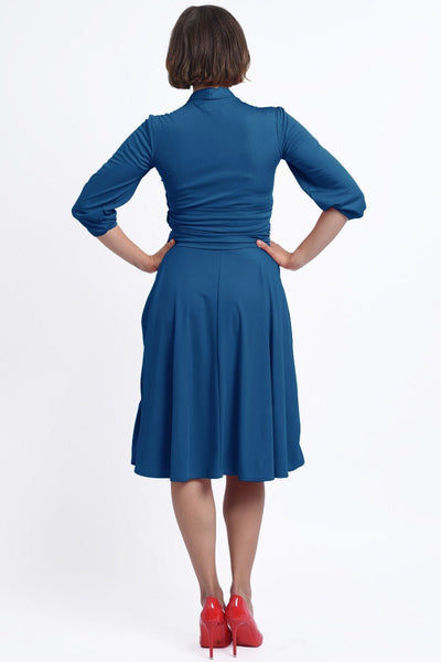 Sandra Vintage  Stretchy Blue Bow Tie Dress