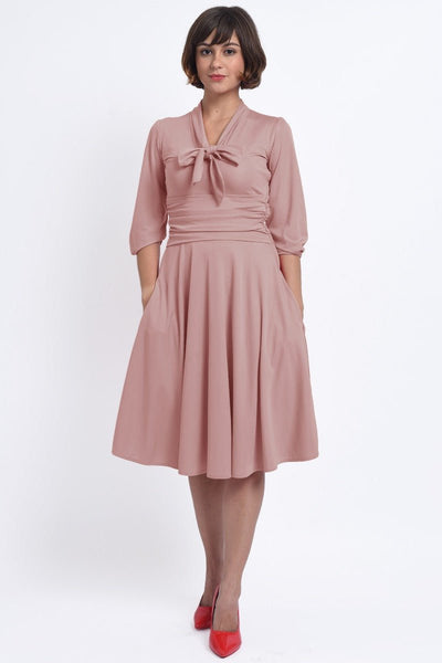 Sandra Vintage  Stretchy Pale Pink Bow Tie Dress