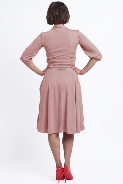 Sandra Vintage  Stretchy Pale Pink Bow Tie Dress