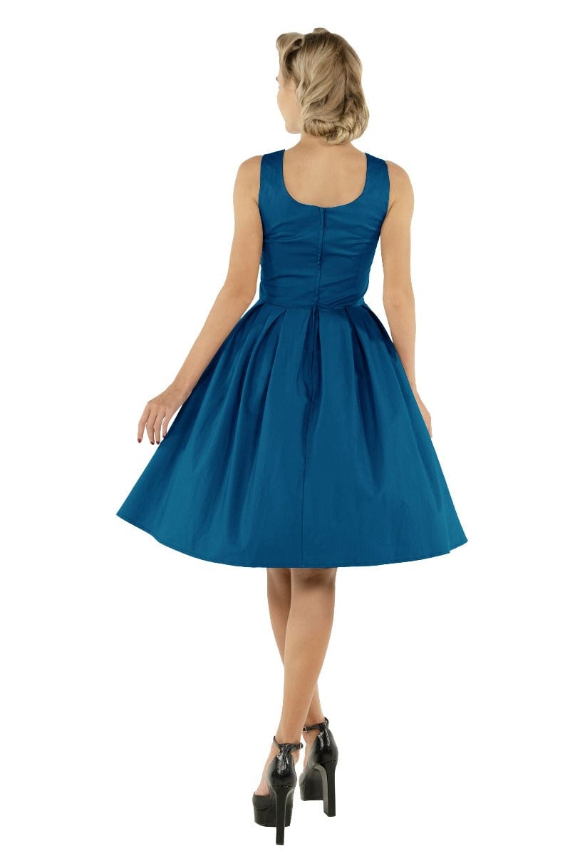 Amanda Scoop Neck Swing Dress in Peacock Blue