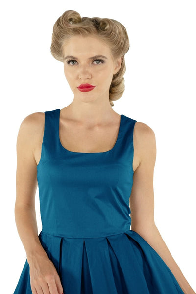 Amanda Scoop Neck Swing Dress in Peacock Blue