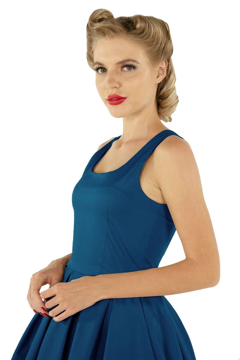 Amanda Scoop Neck Swing Dress in Peacock Blue