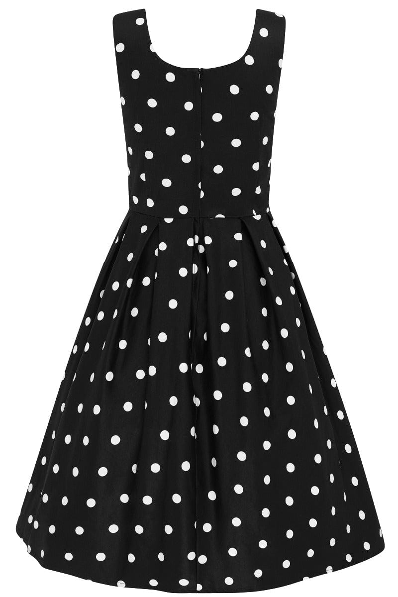 Amanda Scoop Neck 1.7cm Polka Dot Swing Dress in Black & White