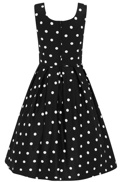 Amanda Scoop Neck 1.7cm Polka Dot Swing Dress in Black & White