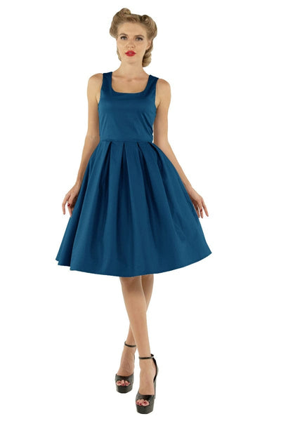 Amanda Scoop Neck Swing Dress in Peacock Blue