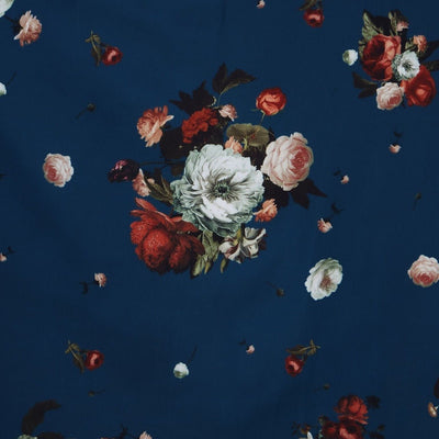 Gorgeous Amanda 50s Inspired Navy Blue Swing Dress with Red and White Flowers