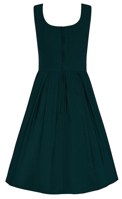 Dark green Amanda swing dress, back view