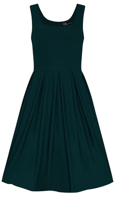 Dark green Amanda swing dress, front view