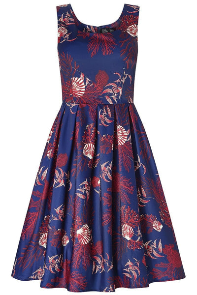 Amanda Scoop Neckline Dress Underwater Print Pink & Blue