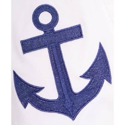 Embroidered Anchor Vintage Inspired Dress in Navy Blue/White