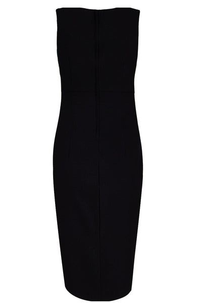 Cheryl Fitted Plain Vintage Dress in Black