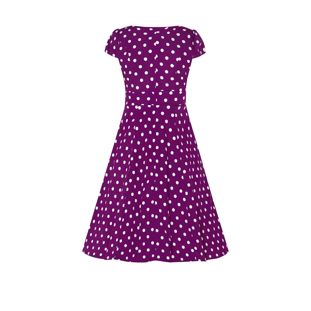 Vintage Inspired Polka Dot Kids Swing Dress in Purple and White with Sleeves
