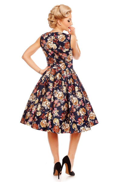 Vintage Style Floral Party Dress in Blue