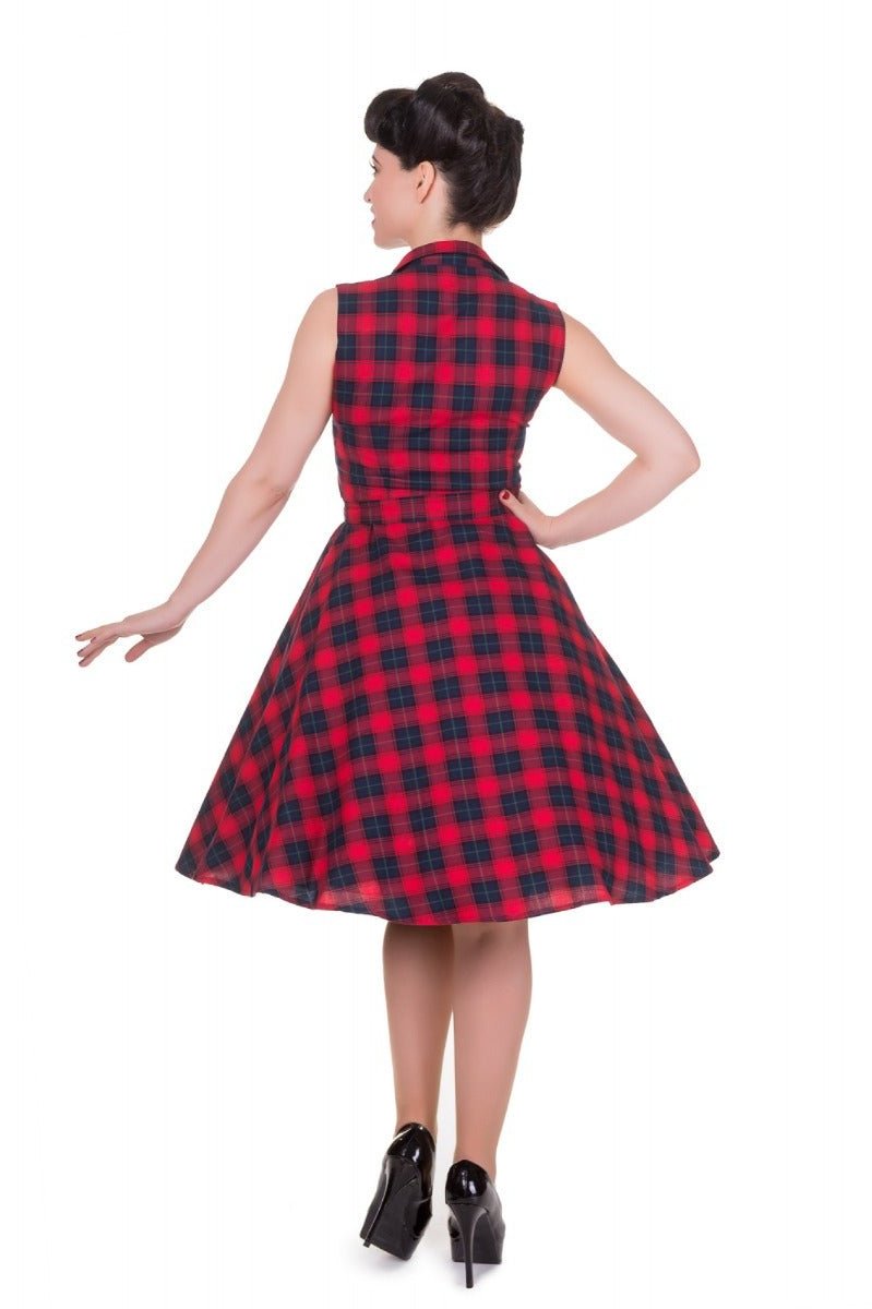 Retro Swing Shirt Dress in Red Tartan