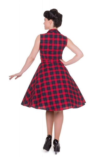 Retro Swing Shirt Dress in Red Tartan