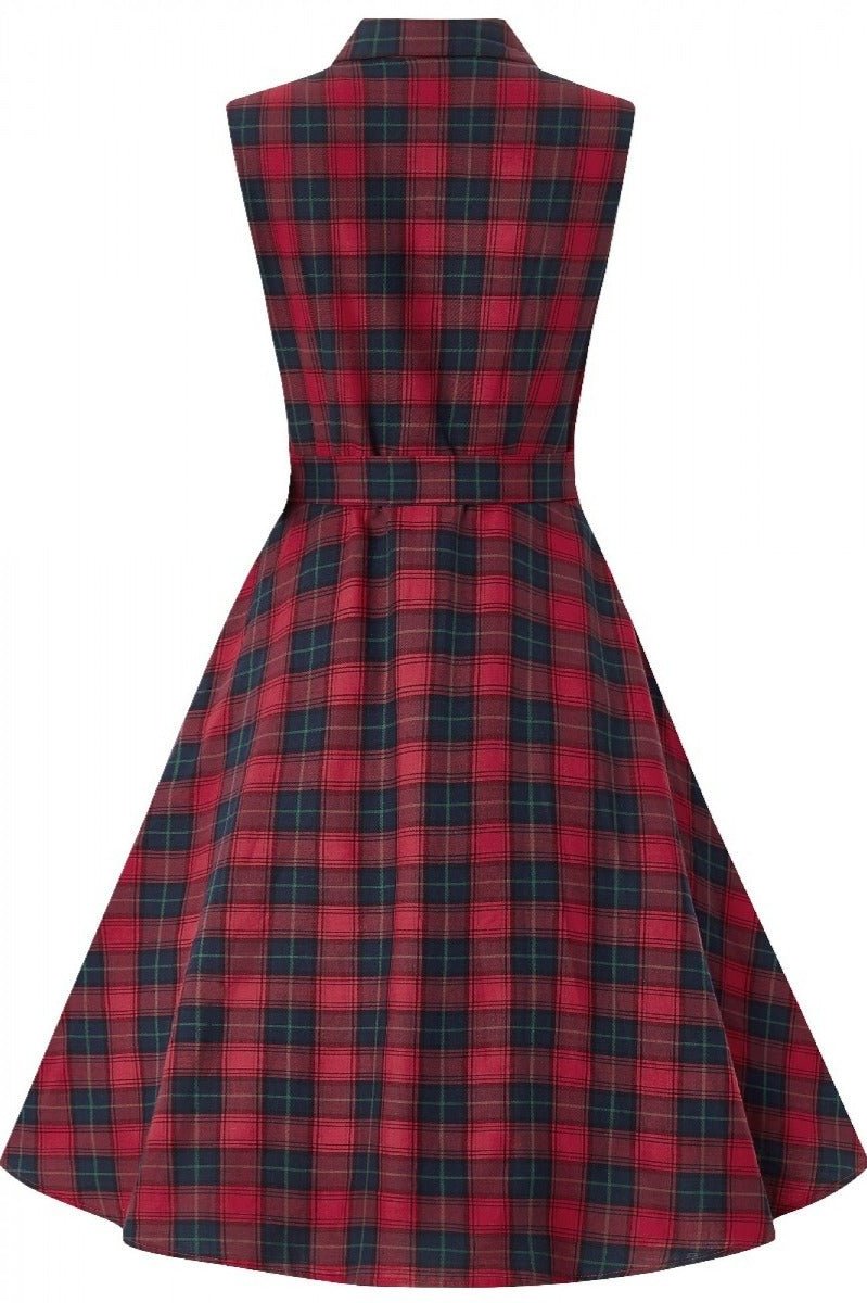 Retro Swing Shirt Dress in Red Tartan