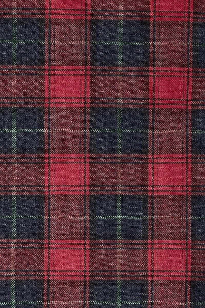 Red and blue check tartan print