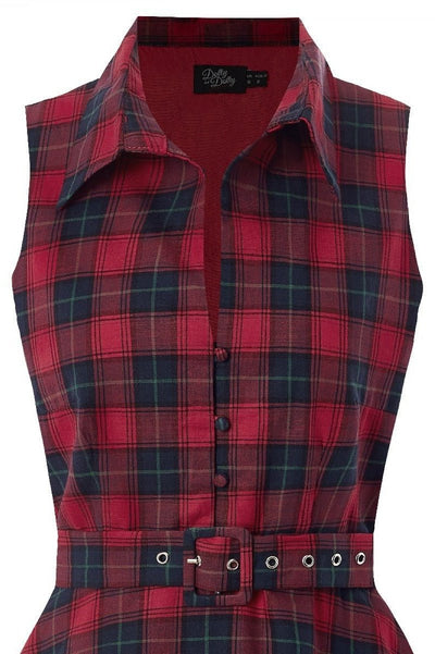 Retro Swing Shirt Dress in Red Tartan