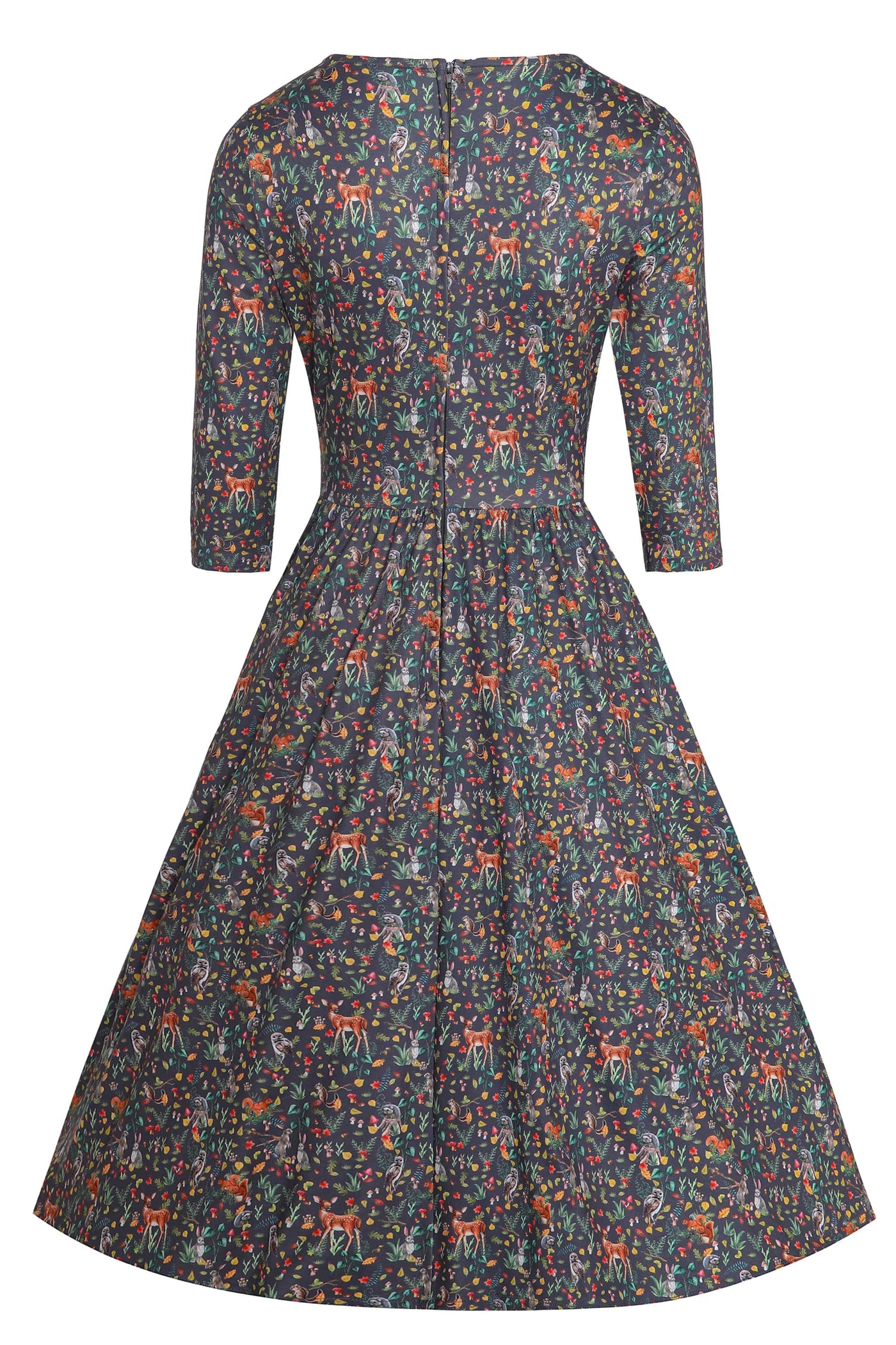Back View of Whimsical Woodland Long Sleeved Dress