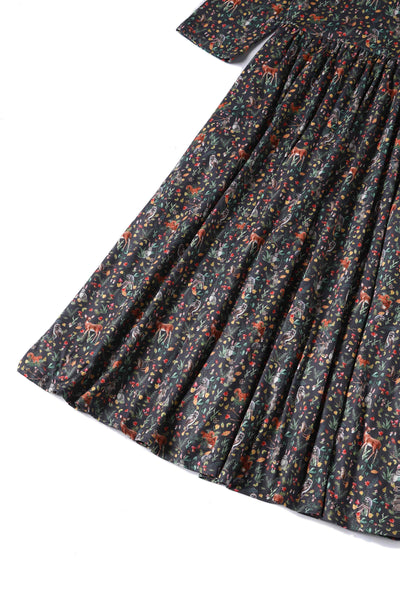 Close up View of Whimsical Woodland Long Sleeved Dress