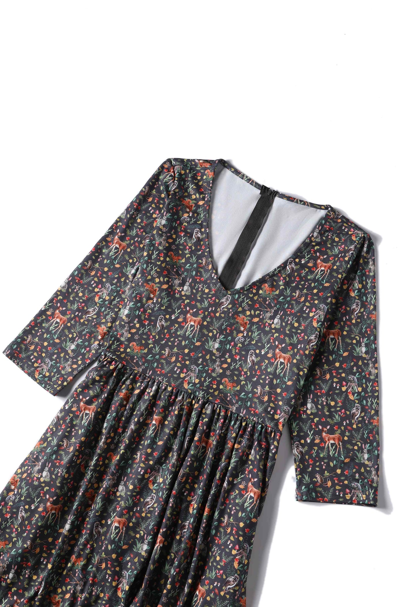 Close up View of Whimsical Woodland Long Sleeved Dress