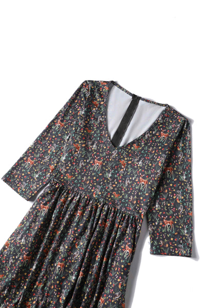 Close up View of Whimsical Woodland Long Sleeved Dress