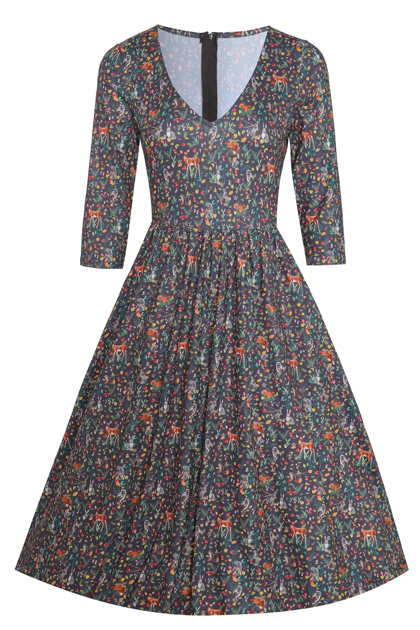 Front View of Whimsical Woodland Long Sleeved Dress