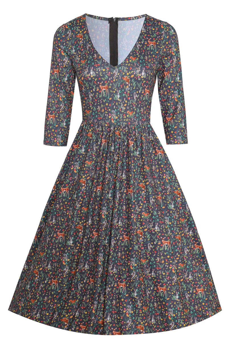 Front View of Whimsical Woodland Long Sleeved Dress