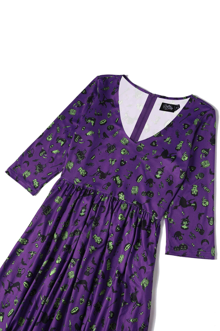 Billie Purple Wizard & Witch Long Sleeved Dress