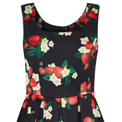Woman's Black Strawberry Swing Dress 