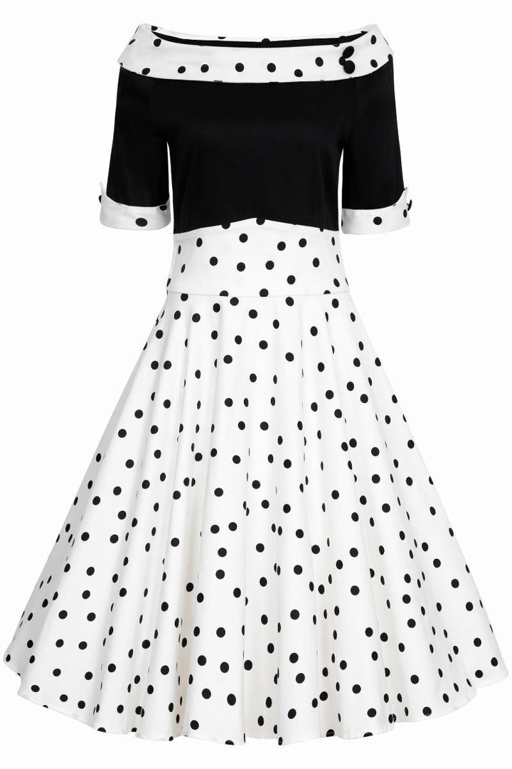 Ladies black and white polka dot dress top