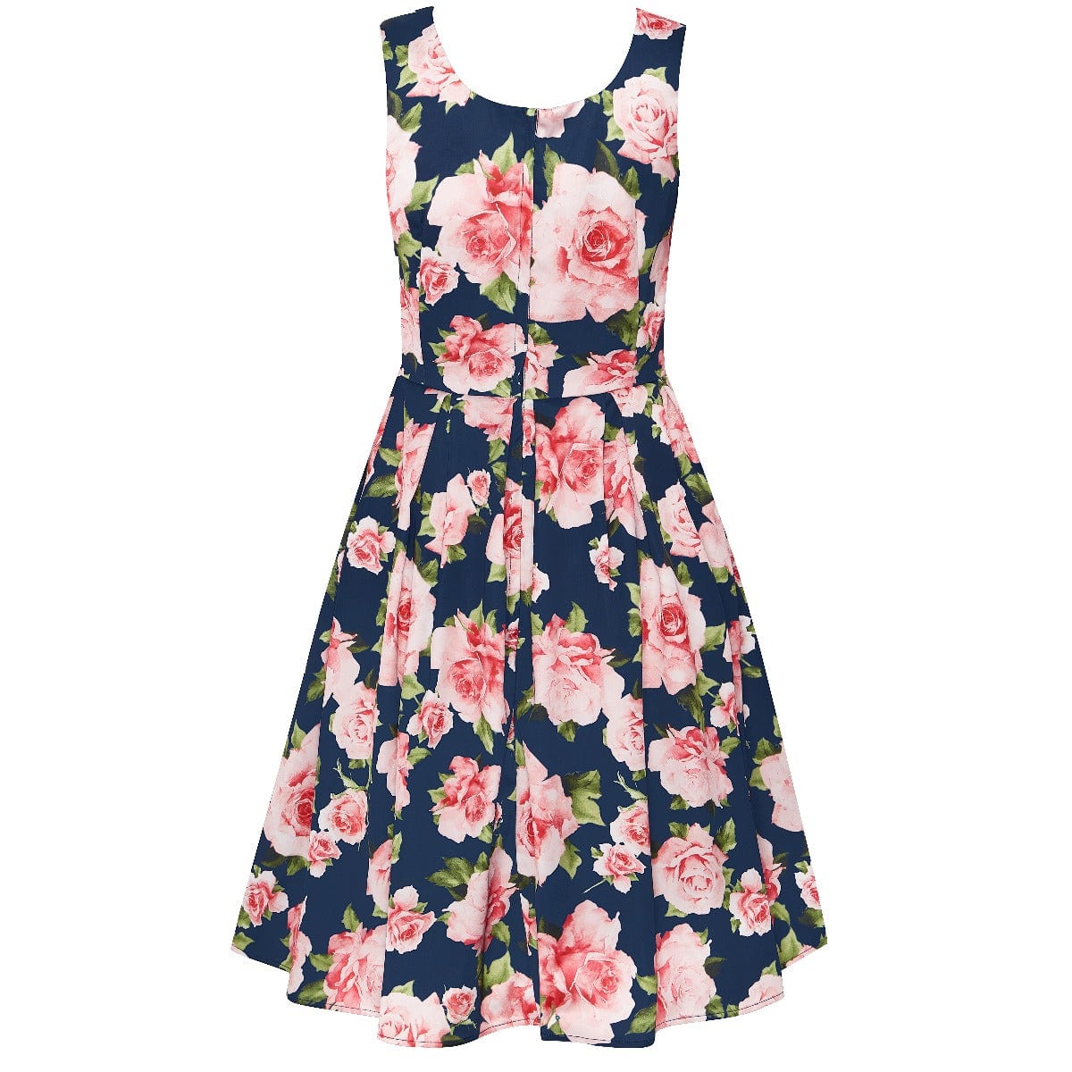 Women's Blue & Pink Roses Swing Dress 