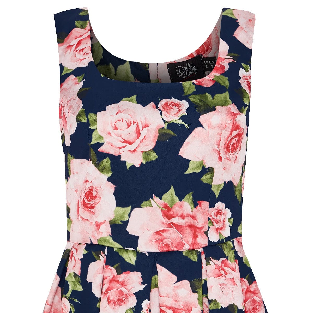 Women's Blue & Pink Roses Swing Dress 