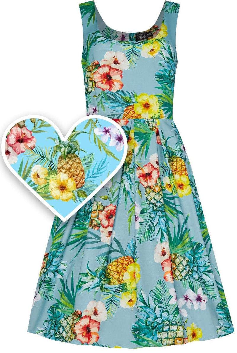 Blue Tropical Swing Dress 