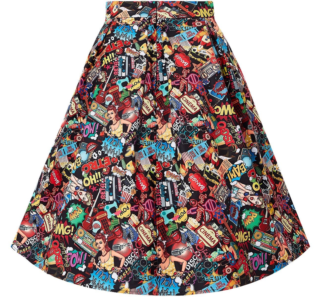 Women's Box Pleat Pop Art Skirt