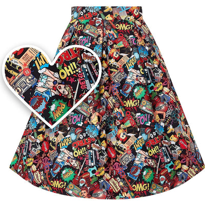 Women's Box Pleat Pop Art Skirt