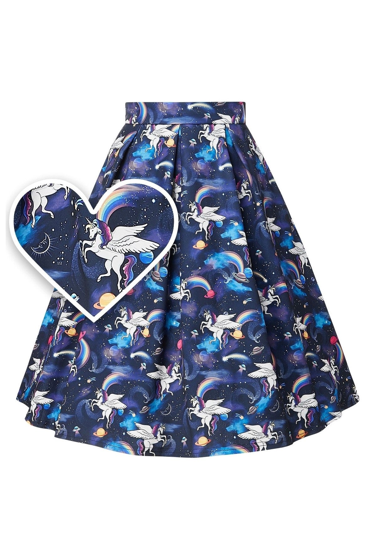 Woman's Box Pleat Unicorn Print Skirt 