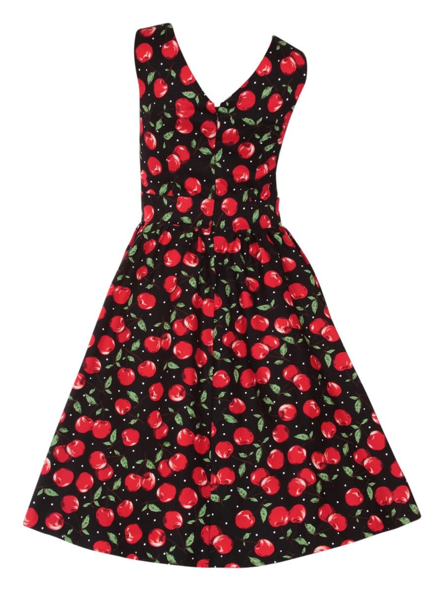 Woman's Crossover Bust Cherry Swing DressCrossover Bust Cherry Swing Dress