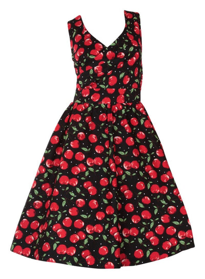 Woman's Crossover Bust Cherry Swing Dress
