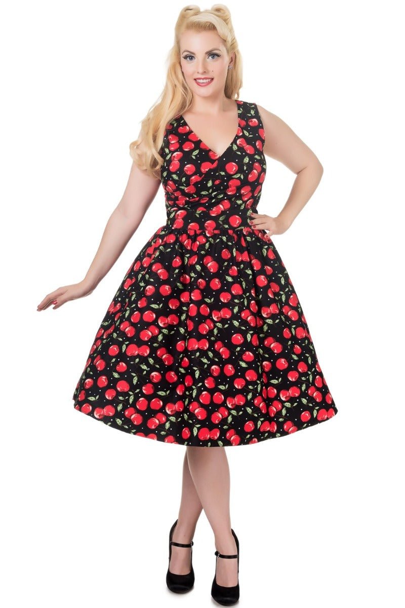 Woman's Crossover Bust Cherry Swing DressCrossover Bust Cherry Swing Dress