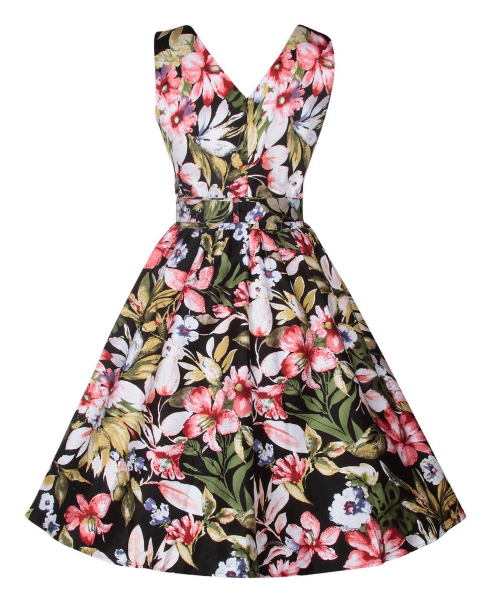 May Crossover Bust Tropical Floral Dress Dolly and Dotty