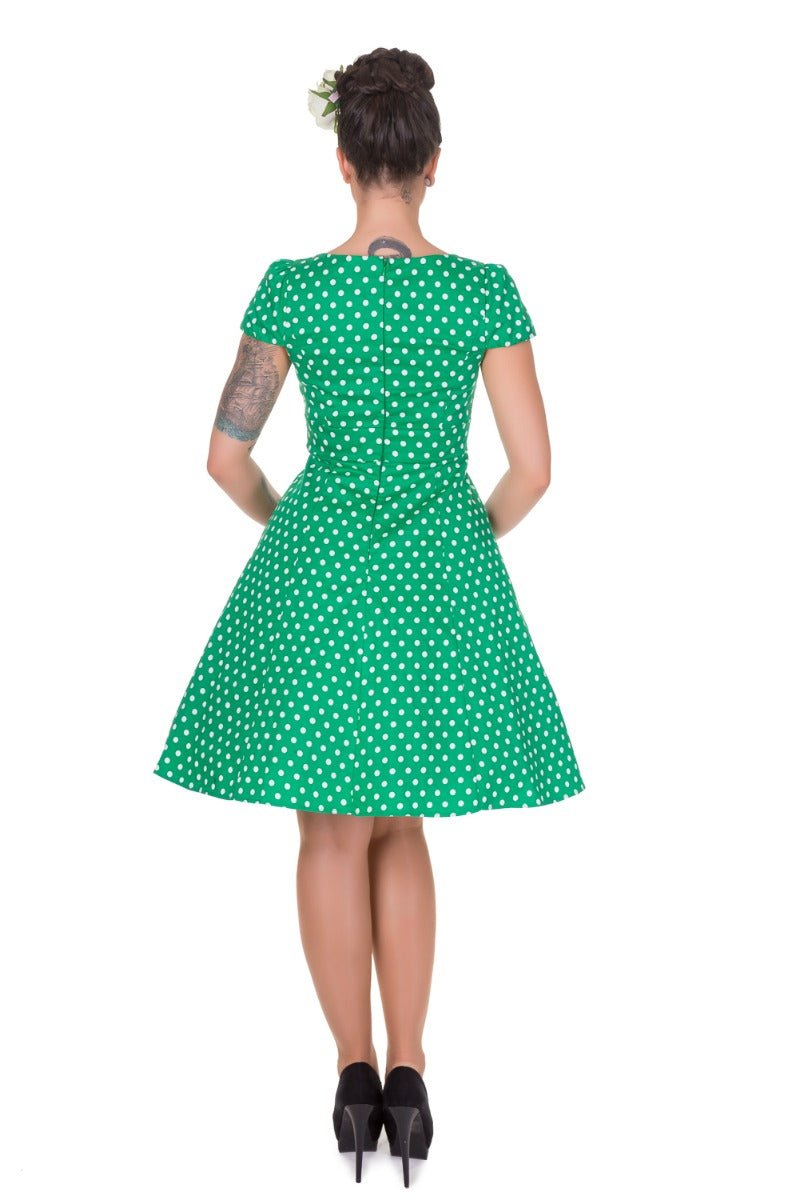 Woman's Green Polka Dot Swing Dress