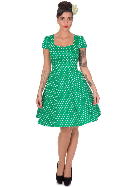 Woman's Green Polka Dot Swing Dress