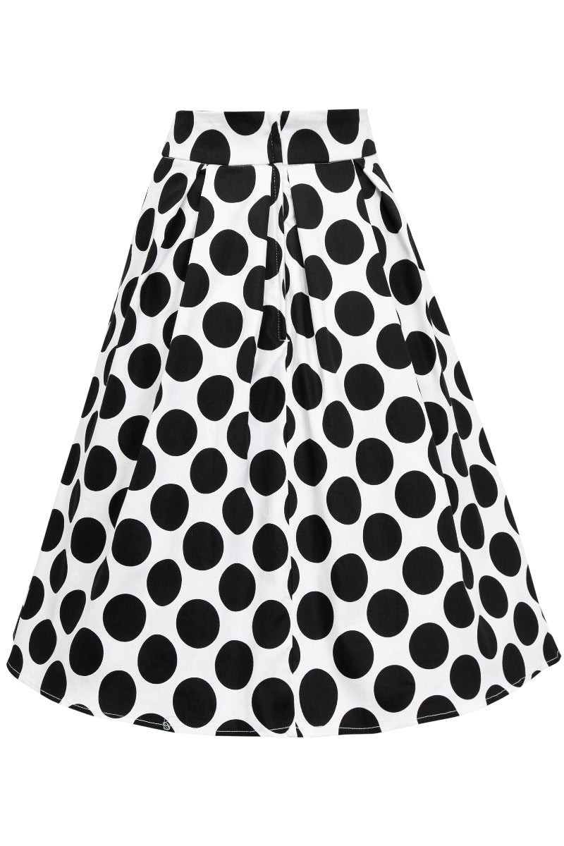 Carolyn Swing Skirt in Monochrome Polka Dot Print Dolly and Dotty